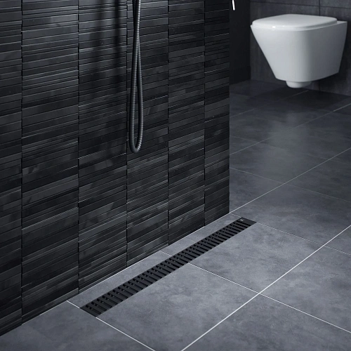 Душевой лоток Timo Drain System 600 с вставкой "lines", Чёрный Душевой лоток Timo Drain System 600 с вставкой "lines", Чёрный