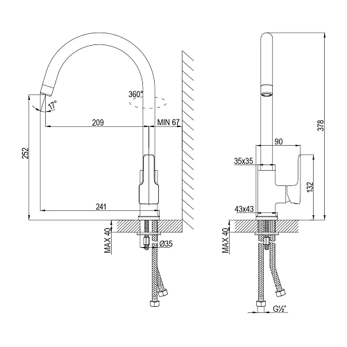 Смеситель для кухни Lemark Basis LM3605C, хром Смеситель для кухни Lemark Basis LM3605C, хром