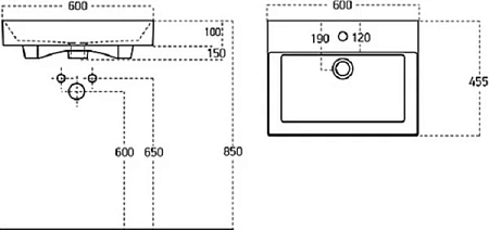 Раковина Sanovit Slim Synergy 60 17060 17060-KL Раковина Sanovit Slim Synergy 60 17060 17060-KL