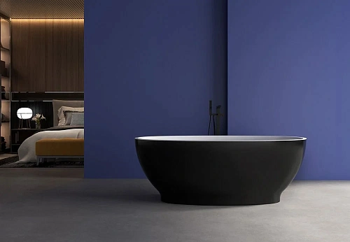 Ванна отдельностоящая ABBER AB9207MB 165x80 универсальная, черная матовая, акриловая Ванна отдельностоящая ABBER AB9207MB 165x80 универсальная, черная матовая, акриловая