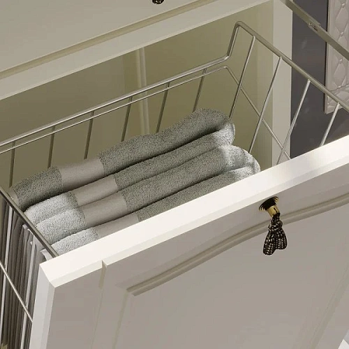 Шкаф-пенал Opadiris Риспекто 40, с бельевой корзиной, слоновая кость, левый, вар. 2 00-00005836 Шкаф-пенал Opadiris Риспекто 40, с бельевой корзиной, слоновая кость, левый, вар. 2 00-00005836