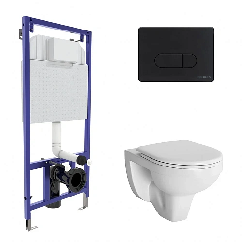 Комплект унитаза BERGES GAMMA с инсталляцией NOVUM525, кнопкой D5, с сиденьем Gamma микролифт, быстр 042418 Комплект унитаза BERGES GAMMA с инсталляцией NOVUM525, кнопкой D5, с сиденьем Gamma микролифт, быстр 042418