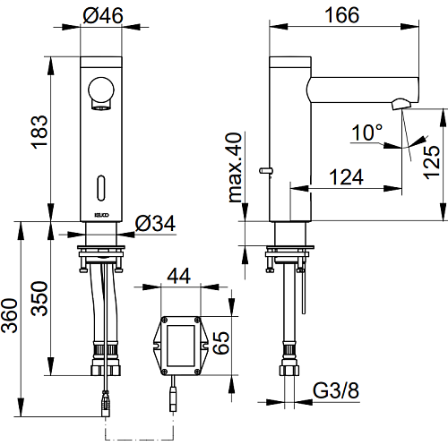 Смеситель для раковины Keuco IXMO 59511371100 электронный Смеситель для раковины Keuco IXMO 59511371100 электронный