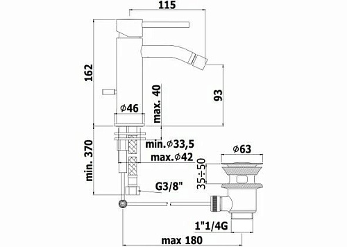 Смеситель для биде Paffoni Light LIG135NO Смеситель для биде Paffoni Light LIG135NO