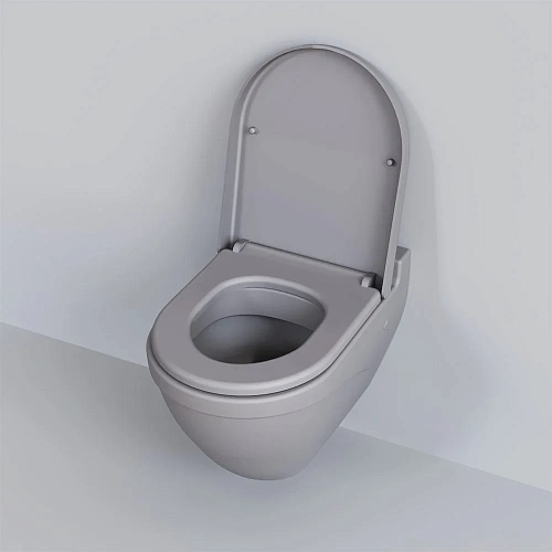 Унитаз подвесной Nord 133T20301 (535x385x360) серый матовый с толстой крышкой 133T20301-132T20301 Унитаз подвесной Nord 133T20301 (535x385x360) серый матовый с толстой крышкой 133T20301-132T20301