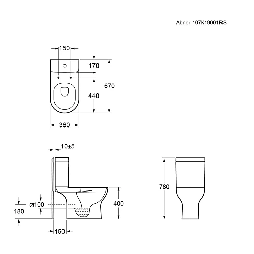 Унитаз напольный Ambassador Abner 107K19001RS (670x360x780) безободковый, с тонкой крышкой Унитаз напольный Ambassador Abner 107K19001RS (670x360x780) безободковый, с тонкой крышкой