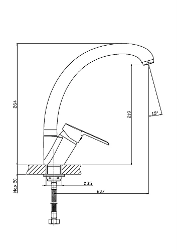 Смеситель для кухни Orange Prim M42-002cr Смеситель для кухни Orange Prim M42-002cr