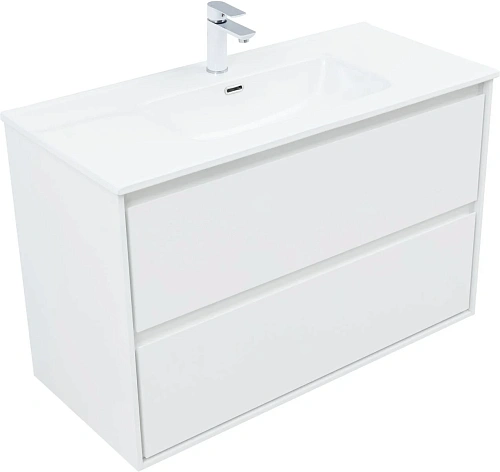 Тумба под раковину Aquanet Милан 100 белый глянец 00336370 подвесная Тумба под раковину Aquanet Милан 100 белый глянец 00336370 подвесная