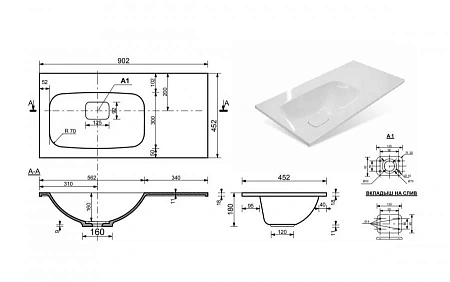 Тумба с раковиной Эстет Barcelona 90 L подвесная 2 ящика 1 дверь белая ФР-00003576 Тумба с раковиной Эстет Barcelona 90 L подвесная 2 ящика 1 дверь белая ФР-00003576
