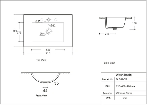 Раковина Aquanet Flow 70 00347430 Раковина Aquanet Flow 70 00347430