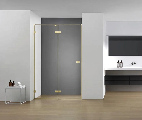 Душевая дверь AQUAme AQM7408-3-14 1400х2000 мм, стекло 8 мм, прозрачное, EasyClean, цвет профиля золото шлифованное Душевая дверь AQUAme AQM7408-3-14 1400х2000 мм, стекло 8 мм, прозрачное, EasyClean, цвет профиля золото шлифованное
