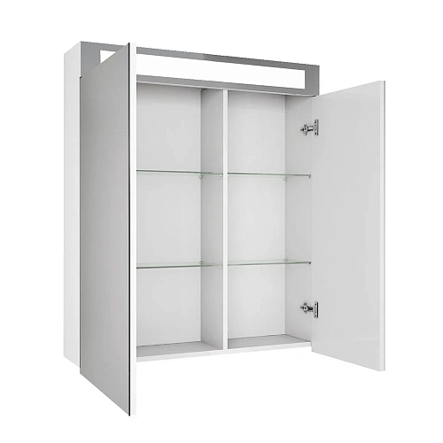 Зеркальный шкаф DREJA UNI, 70 см, 2 дверцы, 4 стеклянные полки, с подсветкой и выключателем, белый 9 99.9002 Зеркальный шкаф DREJA UNI, 70 см, 2 дверцы, 4 стеклянные полки, с подсветкой и выключателем, белый 9 99.9002