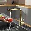 Смеситель для кухни AQUAme Cucina AQM9902BG с выдвижным изливом, золото шлифованное Смеситель для кухни AQUAme Cucina AQM9902BG с выдвижным изливом, золото шлифованное