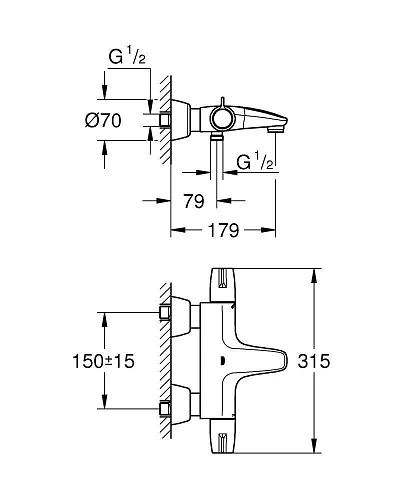Смеситель для ванны GROHE Grohtherm Special, хром (34665000) термостатический Смеситель для ванны GROHE Grohtherm Special, хром (34665000) термостатический