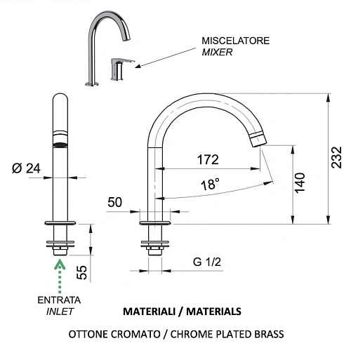 Смеситель для раковины Remer Class Line L57 Смеситель для раковины Remer Class Line L57