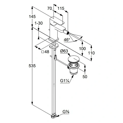 Смеситель для биде Kludi RENON 42216N575 брашированный никель Смеситель для биде Kludi RENON 42216N575 брашированный никель