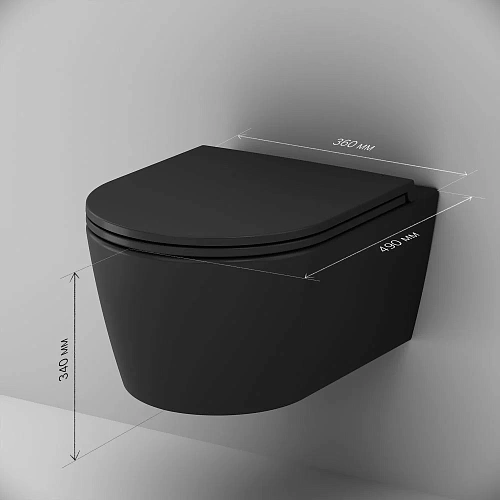 Унитаз подвесной AM.PM Func C8F1700MBSC FlashClean с сиденьем микролифт, черный матовый Унитаз подвесной AM.PM Func C8F1700MBSC FlashClean с сиденьем микролифт, черный матовый