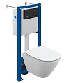 Комплект унитаза Cersanit CITY SMART (A68305) инсталляции VECTOR и клавиши смыва ESTETICA пластик черный матовый с рамкой хром 68305 Комплект унитаза Cersanit CITY SMART (A68305) инсталляции VECTOR и клавиши смыва ESTETICA пластик черный матовый с рамкой хром 68305