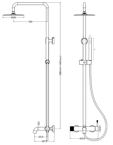 Душевая система Boheme Uno 468-BCR Black Chrome Душевая система Boheme Uno 468-BCR Black Chrome