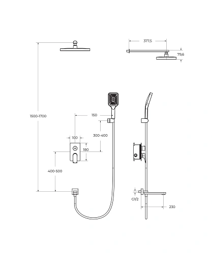 Душевая система BelBagno DUE-VDSET-CRM встраиваемая хром Душевая система BelBagno DUE-VDSET-CRM встраиваемая хром