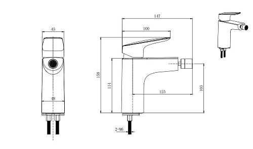 Смеситель для биде Aquatek ВЕГА AQ1018CR хром Смеситель для биде Aquatek ВЕГА AQ1018CR хром