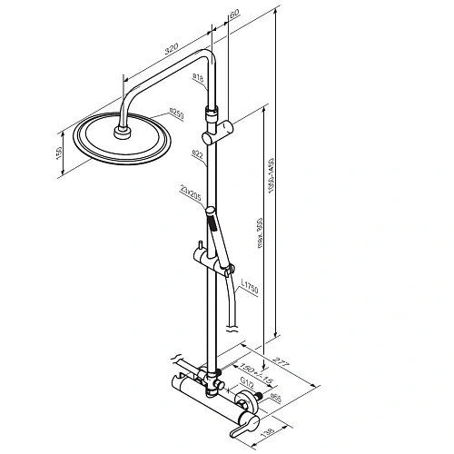 Душевая система Damixa Scandinavian Pure 936710000 хром Душевая система Damixa Scandinavian Pure 936710000 хром