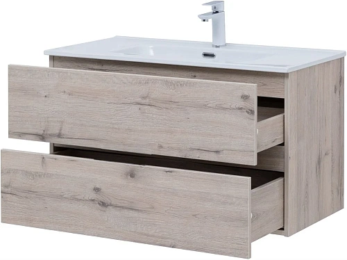 Тумба под раковину Aquanet Алвита New 90 2 ящика, дуб веллингтон белый 00303921 Тумба под раковину Aquanet Алвита New 90 2 ящика, дуб веллингтон белый 00303921