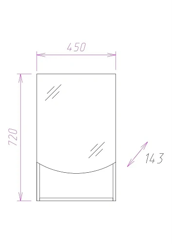 Зеркальный шкаф Onika СЕЛЕНА 45.00 правый 204505 Зеркальный шкаф Onika СЕЛЕНА 45.00 правый 204505