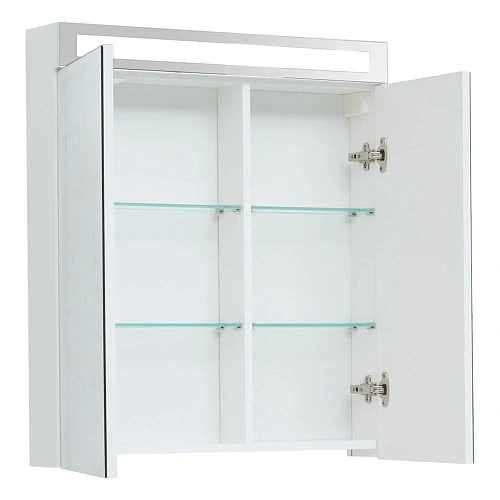 Зеркальный шкаф DREJA MAX, 70 см, 2 дверцы, 4 стеклянные полки, белый глянец 77.9007W Зеркальный шкаф DREJA MAX, 70 см, 2 дверцы, 4 стеклянные полки, белый глянец 77.9007W