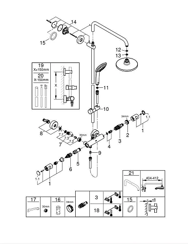Душевая система GROHE Euphoria 180 (27296001) с термостатом, хром Душевая система GROHE Euphoria 180 (27296001) с термостатом, хром
