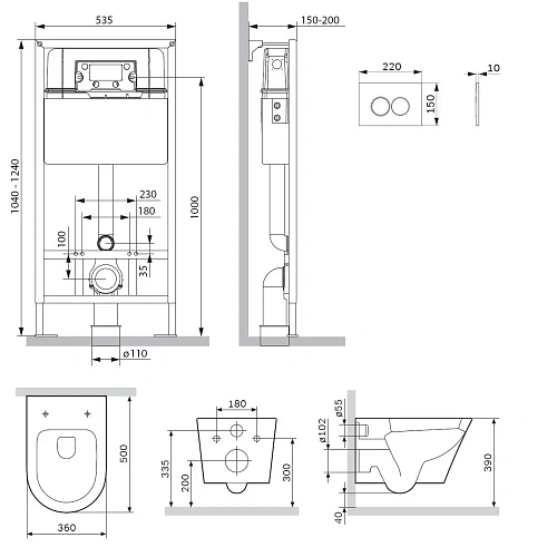 Комплект унитаза AM.PM Sense IS70131.741701 с инсталляцией, сиденьем микролифт и клавишей смыва Комплект унитаза AM.PM Sense IS70131.741701 с инсталляцией, сиденьем микролифт и клавишей смыва