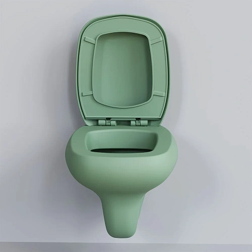 Унитаз подвесной Diamond 123T21001R (530x405x375) мятный матовый безободковый без сиденья Унитаз подвесной Diamond 123T21001R (530x405x375) мятный матовый безободковый без сиденья