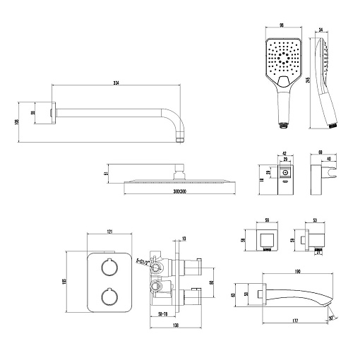 Душевая система Lemark Yeti LM7842C термостатическая, встраиваемая, хром Душевая система Lemark Yeti LM7842C термостатическая, встраиваемая, хром