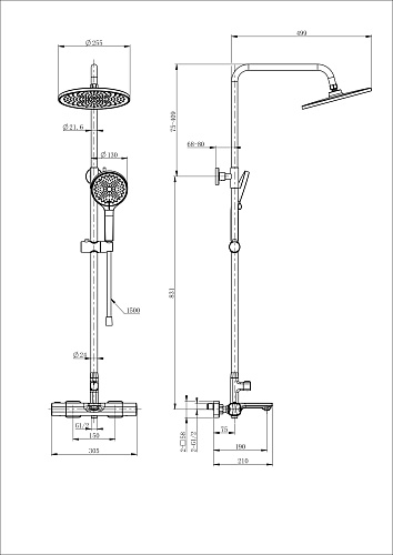 Душевая система Wonzon & Woghand с термостатом, брашированное золото (WW-C3011-A-BG) Душевая система Wonzon & Woghand с термостатом, брашированное золото (WW-C3011-A-BG)