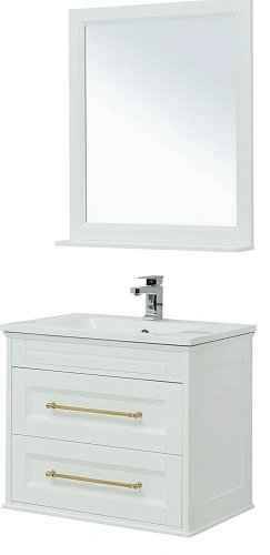 Комплект мебели Aquanet Бостон М 80 белый ручки золото, раковина Бостон 00281193 Комплект мебели Aquanet Бостон М 80 белый ручки золото, раковина Бостон 00281193