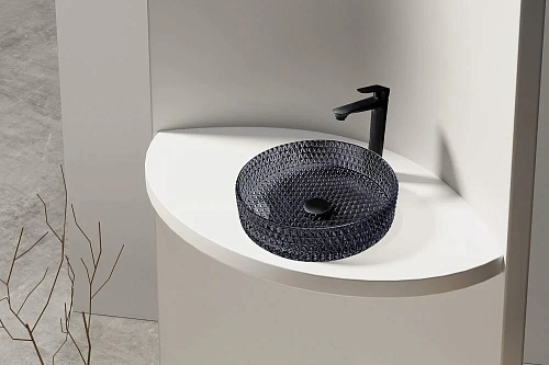 Раковина ABBER Glas AK2301B стеклянная, накладная, черная Раковина ABBER Glas AK2301B стеклянная, накладная, черная