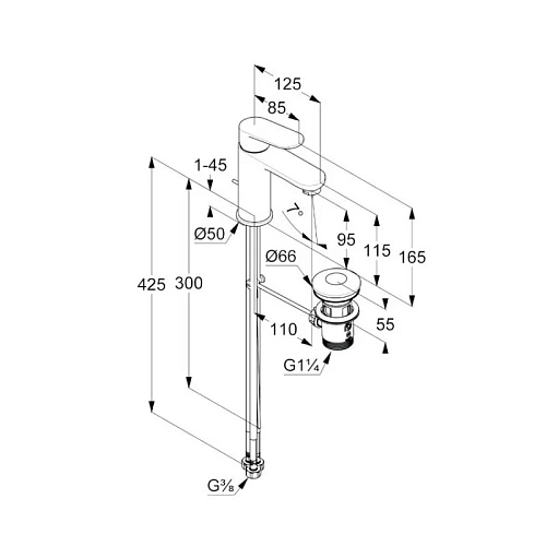 Смеситель для раковины Kludi X1 95 322763975 черный матовый Смеситель для раковины Kludi X1 95 322763975 черный матовый