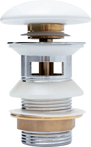 Донный клапан Aquanet белый матовый, с переливом 00333928 Донный клапан Aquanet белый матовый, с переливом 00333928