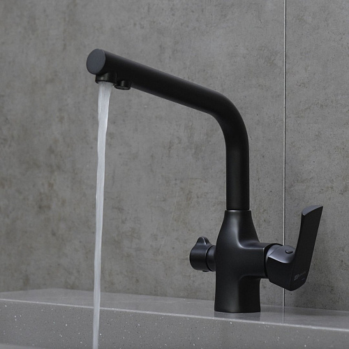 Смеситель для кухни Lemark Ursus LM7258BL с подключением к фильтру, черный матовый Смеситель для кухни Lemark Ursus LM7258BL с подключением к фильтру, черный матовый