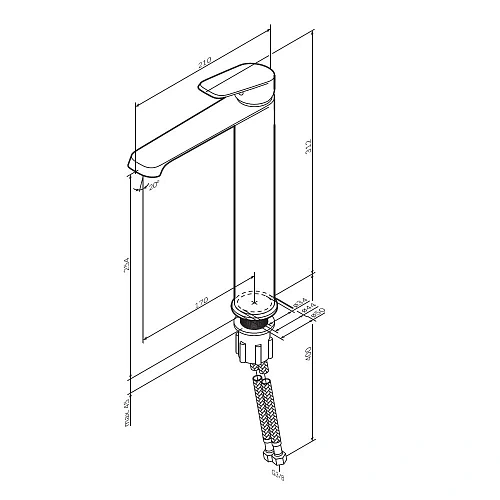 Смеситель для раковины AM.PM Func F8F92022 высокий, черный Смеситель для раковины AM.PM Func F8F92022 высокий, черный