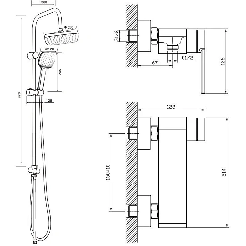 Душевая система Orange Splito M36-922cr со смесителем, хром Душевая система Orange Splito M36-922cr со смесителем, хром