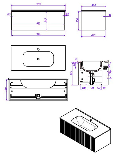 Тумба под раковину La Fenice TERRA Bianco 100 NFNC-01-TER-B-100-3-GB белая матовая с белой столешницей Тумба под раковину La Fenice TERRA Bianco 100 NFNC-01-TER-B-100-3-GB белая матовая с белой столешницей