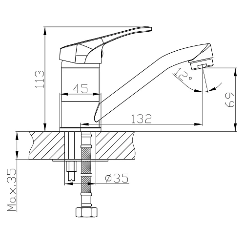 Смеситель для раковины Rossinka B35-22 Смеситель для раковины Rossinka B35-22