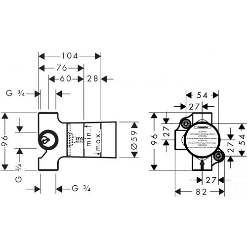 Скрытая часть запорного/переключающего вентиля hansgrohe Trio Universal 15981180 Скрытая часть запорного/переключающего вентиля hansgrohe Trio Universal 15981180