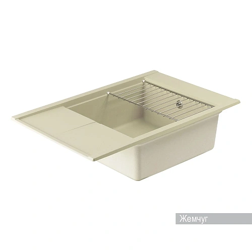 Кухонная мойка Aquaton Делия 78 1A715132DE240 из литого мрамора, прямоугольная, с крылом жемчуг Кухонная мойка Aquaton Делия 78 1A715132DE240 из литого мрамора, прямоугольная, с крылом жемчуг