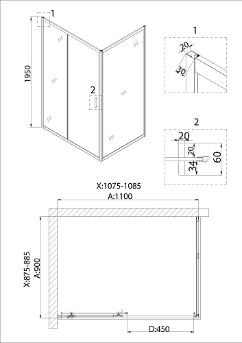 Душевой уголок Niagara Nova NG-82-11AB-A90B (110x90x195) прямоугольная, дверь раздвижная Душевой уголок Niagara Nova NG-82-11AB-A90B (110x90x195) прямоугольная, дверь раздвижная