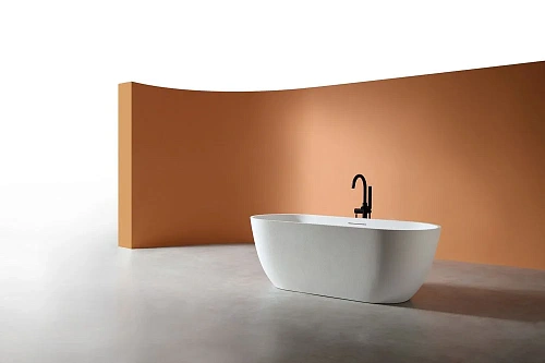 Ванна отдельностоящая ABBER AM9941 170x75 универсальная, белая матовая, искусственный камень Ванна отдельностоящая ABBER AM9941 170x75 универсальная, белая матовая, искусственный камень
