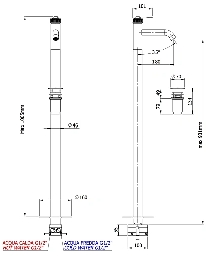 Смеситель для раковины Remer Atelier AL18XV, сталь Смеситель для раковины Remer Atelier AL18XV, сталь