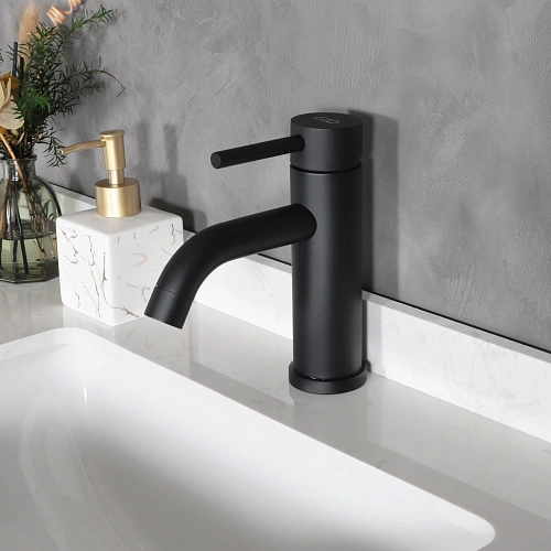 Смеситель для раковины Gid Inga SS096-BM-K SS096BMK черный матовый Смеситель для раковины Gid Inga SS096-BM-K SS096BMK черный матовый