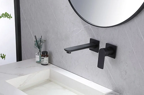 Смеситель для раковины ABBER Weiss Insel AF8082W скрытого монтажа, белый-хром Смеситель для раковины ABBER Weiss Insel AF8082W скрытого монтажа, белый-хром